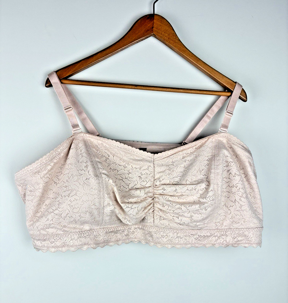 Torrid Unlined 4-Way Stretch Lace Bandeau Bralette Rose Dust Size 5 NWT